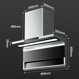 Hotte aspirante murale électrique en acier inoxydable à double aspiration supérieure en forme de 7, à évacuation ventilée, classe d'efficacité énergétique, pour restaurant - Product Image 5