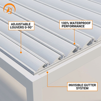 Pergola motorisée en acier sur mesure avec bande lumineuse LED, bâtiments de jardin écologiques, résistants au vent et faciles à assembler