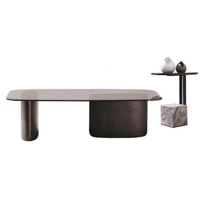 <span class=keywords><strong>Tavolino</strong></span> da Caffè Minimalista in <span class=keywords><strong>Vetro</strong></span> Temperato, Combinazione Moderna e Semplice per Soggiorno, <span class=keywords><strong>Tavolino</strong></span> in Legno Affumicato di Lusso - Product Image 6