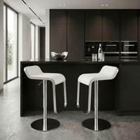 Tabouret de bar pivotant en acier inoxydable, réglable en hauteur, style moderne et minimaliste, mobilier commercial pour hall d'accueil et opticien