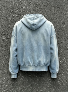 Sweat-shirt à capuche pour homme, couleur unie, effet délavé, poche, décontracté, en coton tricoté, coupe oversize, style streetwear automne - Product Image 3