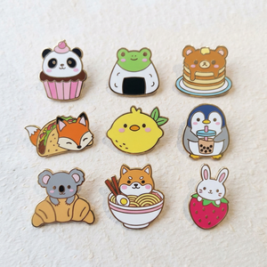 Épinglette en métal personnalisée avec logo, pour événements, plaquée <span class=keywords><strong>or</strong></span>, épinglette en émail souple ou dur, motifs école, nourriture, anime, dessin animé, animaux, enfants, mignons - Product Image 1
