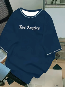 Camiseta Moderna 2026 con Estampado de Letras de <span class=keywords><strong>Los</strong></span> Ángeles, Cuello Redondo, Suave y Transpirable, Manga Corta, Informal de Verano para Hombre - Product Image 5