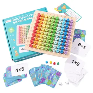 蒙台梭利儿童木制数学游戏-加法和乘法双面板-学龄前儿童教育玩具