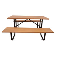 Table de pique-nique à lattes de bois en plastique recyclé commerciale publique extérieure personnalisée avec banc table à manger commune pour jardin patio table basse
