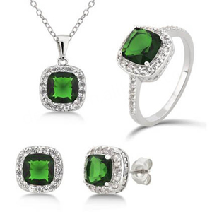 Juegos de Joyería de Plata de Ley 925 con Esmeralda al por Mayor para Mujer - Product Image 1