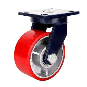 4 5 6 8 Inch Industriële 500Kg Hoge Belasting Capaciteit Super Heavy Duty Industriële Swivel Gietijzer Pu Caster wielen Met Rem