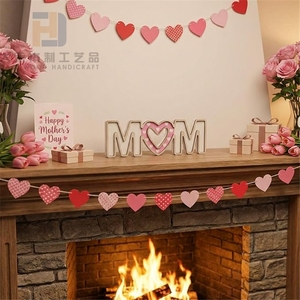 Insegna in Legno Rustico <span class=keywords><strong>Rosa</strong></span> e Bianco con Scritta 'Mom', Centrotavola per la Festa della Mamma, Decorazione per Casa, Fattoria, Ufficio, Regalo - Product Image 3