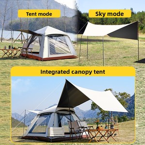 Tente de camping quatre coins automatique deux-en-un en tissu Oxford imperméable 1000 mm 240x240x154cm pour printemps/été/automne - Product Image 4