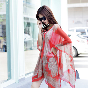 Kimono Floreale da Donna, Top Ampio a Mezza Manica, Cardigan in Chiffon, Blusa Casual da Spiaggia - Product Image 3
