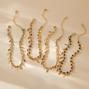 Bohemian Style 18K Gold Plated Copper Anklet Plant Shape Multi Layer Vintage <b>Beach</b> Vacation Jewelry - Product Image 2