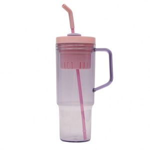40oz Large Capacity <b>Plastic</b> Water <b>Cup</b> Car Straw Juice Glass Outdoor Camping <b>Cup</b> With Handle - Product Image 4