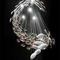 Lustre en verre de forme irrégulière, style moderne et luxueux, luminaire suspendu décoratif, LED, garantie de 2 ans, pour hall d'hôtel, salle de banquet