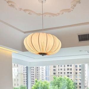 Lámpara colgante de estilo francés, linterna de tela LED E27 redonda de 50cm de diámetro para sala de estar, dormitorio, accesorio de iluminación Retro Vintage - Product Image 3