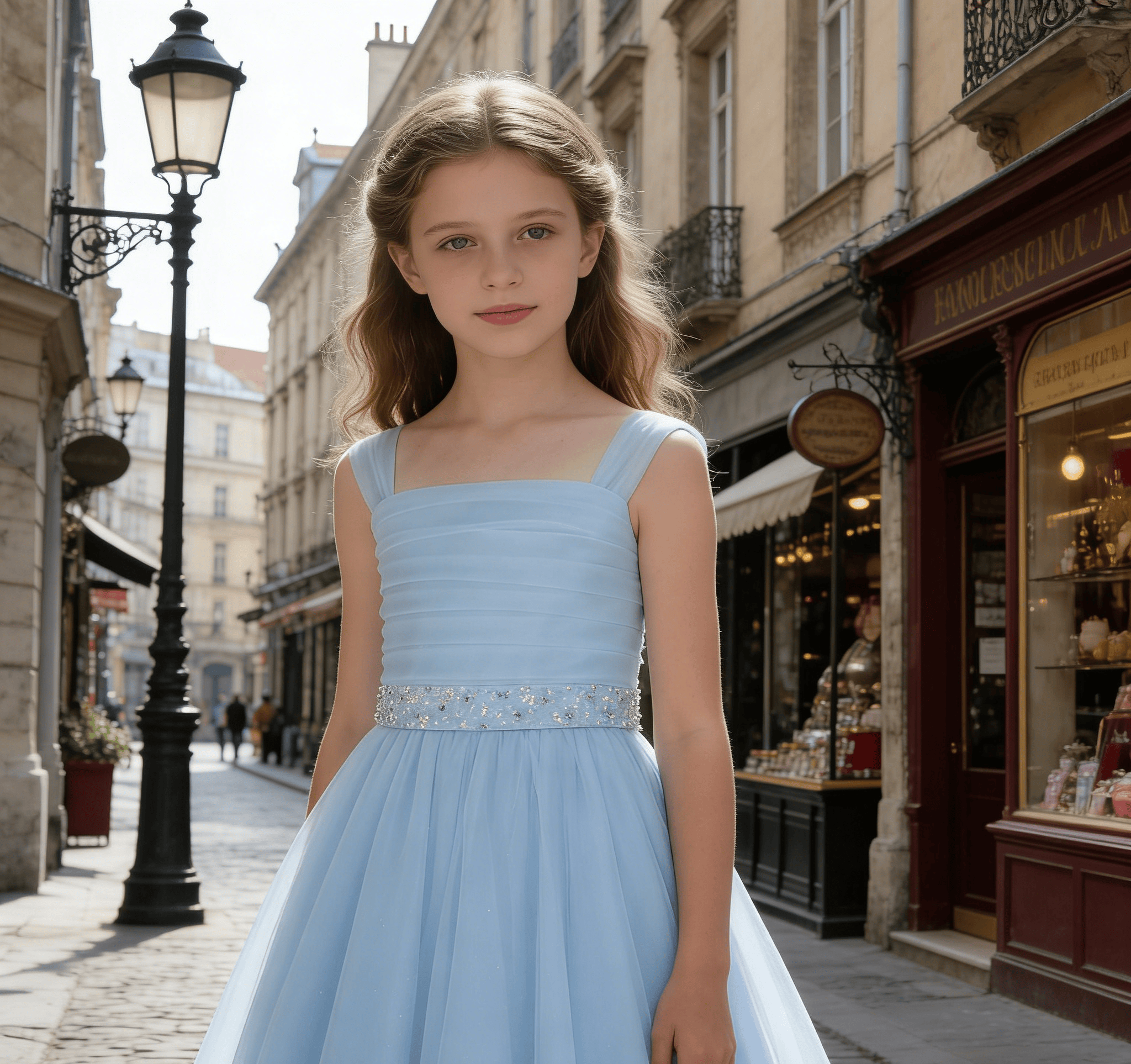 Shop Online Light Blue Flower Girls Dress Cotton Jersey Material |  Alibaba.com