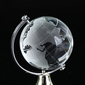 High Quality Handmade Crystal Transparent Glass Laser Engraved Sphere <b>Mini</b> Earth Globe for Decoration - Product Image 3