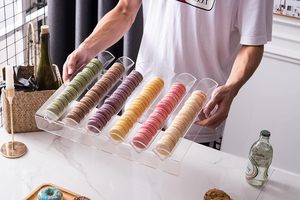 Vassoio moderno <span class=keywords><strong>in</strong></span> acrilico chiaro Macaron con 6 slot eco supporto per biscotti per banchetti nuziali - Product Image 6
