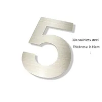 Autocollant de numéro de maison auto-adhésif imperméable 50/75/90mm en acier inoxydable brossé anti-rouille pour appartement, hôtel, boîte aux lettres