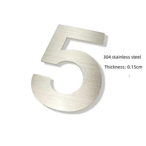 Numéros de maison autocollants 50/75/90 mm en acier inoxydable brossé, anti-rouille, pour appartement, hôtel, boîte <span class=keywords><strong>aux</strong></span> <span class=keywords><strong>lettres</strong></span> - Product Image 3