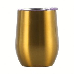 Custom Logo 12oz Egg Shaped Tumbler Double Wall Vacuum <b>Insulated</b> Stainless Steel Wine <b>Mug</b> with BPA Free Clear Lid - Product Image 3