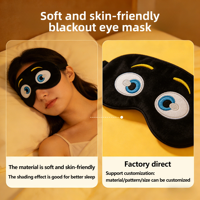 Coussin d'oreiller personnalisé d'usine OEM ODM en polyester avec broderie de dessin animé mignon, masque de sommeil de voyage avec logo personnalisé