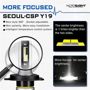 مصباح إضاءة ليد Novsight N15 H4 H7 H11 من نوع <span class=keywords><strong>S1</strong></span> Seoul لعام 1919 رقائق ليد ولومين h4 مصابيح أمامية ليد للسيارة