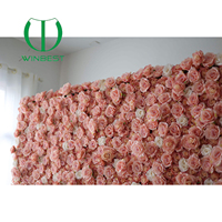 Panel Bunga Mawar Buatan 3D 5D Kustom Grosir, Latar Belakang Bunga Hydrangea Pink untuk Dekorasi Dinding Latar Belakang Pesta Pernikahan