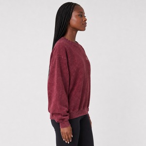 Sudadera de moda para mujer con lavado ácido, algodón, forro polar, puños acanalados, hombros caídos, estilo urbano. - Product Image 2