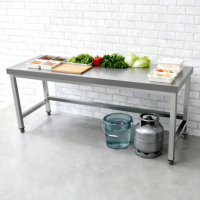 Table de travail rectangulaire en acier inoxydable à double couche pour cuisines d'hôtels et de restaurants – Gamme de produits chinoise – Fournisseur direct usine