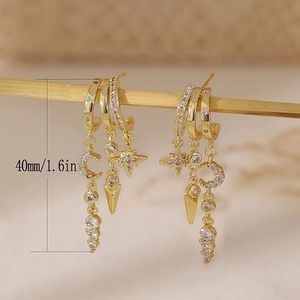 <span class=keywords><strong>Orecchini</strong></span> Pendenti Placcati Oro 18K di Alta Qualità, <span class=keywords><strong>Set</strong></span> di <span class=keywords><strong>Orecchini</strong></span> a Goccia con Zirconi in <span class=keywords><strong>Argento</strong></span> e Nappine per Donne - Product Image 2