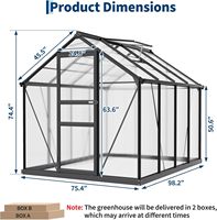 Serre de 6x8 pieds pour l'extérieur, serre en polycarbonate, grande serre en aluminium pour jardin extérieur, cour