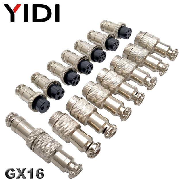 YIDI YD10-GX16D GX16 Zinc/Copper Alloy Adapter 2-8 Pin Round Male/Female Aviation Socket Plug Panel Power Connector