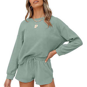 Ready Stock Women Lounge Pants <b>Set</b> Crew Neck Drawstring Long Sleeve Spring Loungewear Outfit Embroidery Logo - Product Image 5