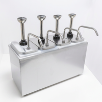 Distributeur de condiments en acier inoxydable à 4 pompes, distributeur de comptoir à 4 compartiments pour buffet, cafétéria