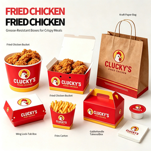 Cajas de Papel Desechables Personalizadas para Papas Fritas, Alitas de Pollo, <span class=keywords><strong>Hamburguesas</strong></span> y Comida Rápida para Llevar - Product Image 5