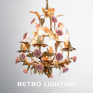 Lampadario in Ferro Stile Retrò Francese Pastorale, Lampada a Candela per Negozio di Abbigliamento, Ristorante, Romantico per Soggiorno, Camera da Letto, Camera dei Bambini - Product Image 3