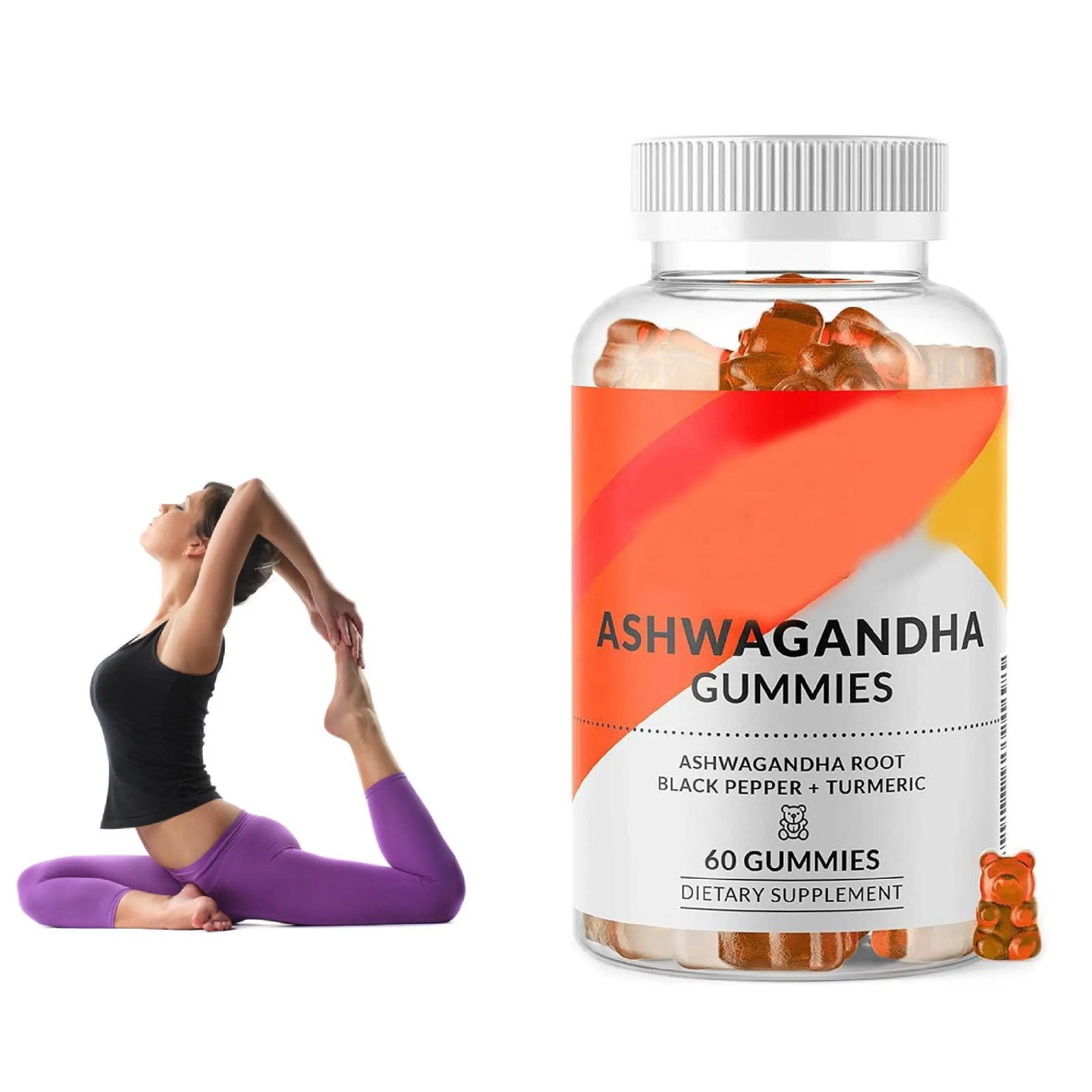 Suplementos orgánicos de gominolas de Ashwagandha, polvo de extracto de raíz, gominolas de Ashwagandha para dormir, alivia el estrés, refuerzo inmunológico