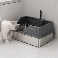 Nouvelle Litière pour Chat en Acier Inoxydable Extra Large 2026 – Bords Hauts Anti-Éclaboussures, Dessus Ouvert, Facile à Nettoyer, Entrée Basse pour Grands Chats