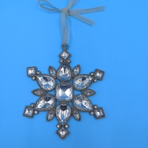 Silver Snowflake Hanging Ornament Christmas <b>Tree</b> Decoration <b>Crystal</b> Design Holiday Decor - Product Image 1
