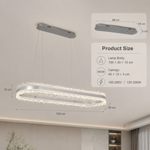 Lámpara colgante de cristal de lujo moderna, LED tricolor regulable con control remoto para comedor, sala de estar, lámpara de araña interior - Product Image 3
