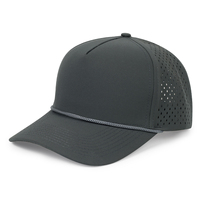 Casquette de golf promotionnelle 5 panneaux imperméable et respirante avec cordon, personnalisable avec logo, pour exposition, vente en gros, 100% polyester, style sportif