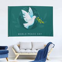 Drapeaux personnalisés en polyester 3x5 pieds, durable, colombe de la paix, Journée de la paix mondiale, pour décoration intérieure et extérieure