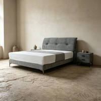 Cadre de lit réglable Leyi, style moderne et simple, taille King (1800x2000), revêtement en chenille, métal, pin écologique, durable