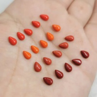 Batu Cabochon Bentuk Pir, Bentuk Tetesan Air, Bentuk Biji Melon, Warna Oranye Merah, Bagian Belakang Datar untuk Perlengkapan Perhiasan DIY