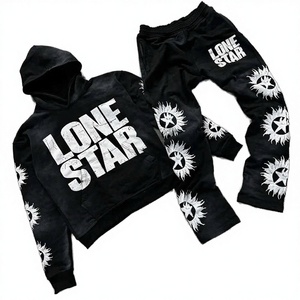 Wholesale OEM Services Pullover Hoodie Cotton Screen Printed Breathable Acid Wash Spring Street Fashion Unisex <b>Jogging</b> <b>Suits</b> 2 1 - Product Image 2