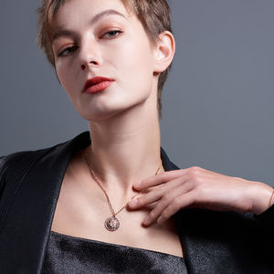 Collar de moneda de la República Francesa de Plata de Ley 925, colgante grabado chapado en oro rosa, abalorio de letras K, joyería de moda para mujer - Product Image 2