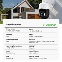 Caméra PTZ GX-PM3SX25D-M6S 6MP IP66 étanche avec vision nocturne, audio bidirectionnel, zoom optique 25x, distance de vision 100M~500M