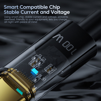 Toocki Hot 100W Cable de datos de carga rápida Tipo C Cable de carga de datos para teléfono móvil Sincronización de 480Mbps para carga de computadora portátil/teléfono