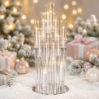 Candélabres transparents pour mariages, centres de table, décoration, 5 bras, 8 bras, candélabre en acrylique, porte-bougie LED, support de bougie