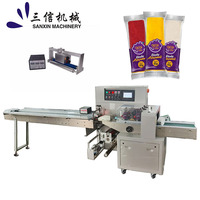 Machine d'emballage horizontale à 3 servomoteurs pour l'emballage de biscuits, bonbons, nouilles et saucisses